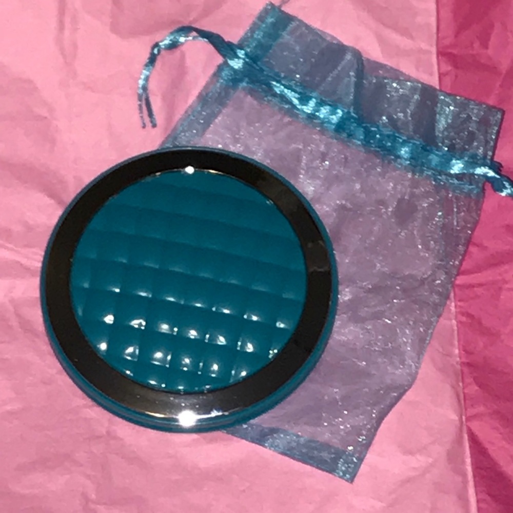 blue double 5x magnifying pocket mirror